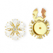 Button covers bloem facet geslepen met strass Gold-crystal