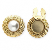 Roestvrij stalen (RVS) Stainless steel button covers rond met imitatieparel Gold-white