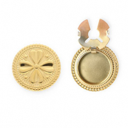 Roestvrij stalen (RVS) Stainless steel button covers rond met klaver Gold