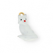Roestvrij stalen (RVS) Stainless steel bedels met enamel hond Gold-white-red