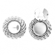 Roestvrij stalen (RVS) Stainless steel button covers rond met imitatieparel Silver-white