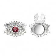 Button covers oog met strass en imitatieparels Silver-red-crystal-white