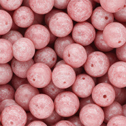 12 mm glaskralen Vintage pink-white