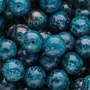 14 mm glaskralen Multicolour teal