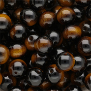 12 mm glaskralen Black-amber yellow