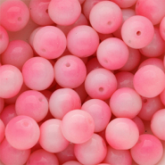 12 mm glaskralen Bubble gum pink-white