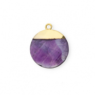 Natuursteen bedels amethyst rond Purple-gold