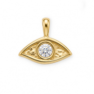 Roestvrij stalen (RVS) Stainless steel bedels met strass oog Gold-crystal