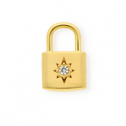 Roestvrij stalen (RVS) Stainless steel bedels met strass slot met ster Gold-crystal