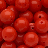 14 mm acryl kralen rond Red-white marble