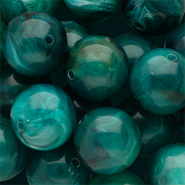 18 mm acryl kralen rond Teal green-multicolour-white marble