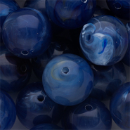 18 mm acryl kralen rond Dark blue-multicolour-white marble