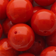 24 mm acryl kralen rond Red-white marble