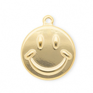 Roestvrij stalen (RVS) Stainless steel bedels smiley Gold