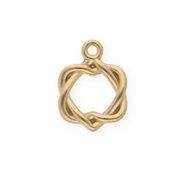 Roestvrij stalen (RVS) Stainless steel bedels twisted hearts Gold