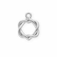 Roestvrij stalen (RVS) Stainless steel bedels twisted hearts Silver