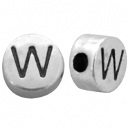 DQ metalen letterkraal W Antiek zilver (nikkelvrij)