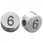 DQ metalen cijferkralen # 6  Antiek zilver (nikkelvrij) 