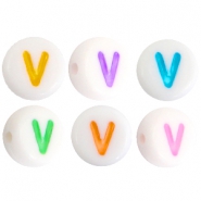 Letterkralen van acryl letter V Multicolor-Wit
