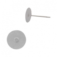 Roestvrij stalen (RVS) Stainless steel oorbellen/oorstekers voor 7mm cabochon en SS34 flatback Zilver