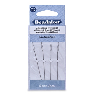 Beadalon flexibele rijgnaalden 6.4cm heavy Zilver