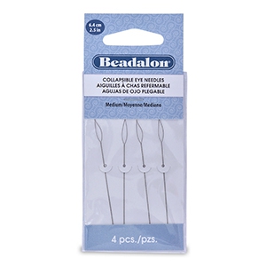 Beadalon flexibele rijgnaalden 6.4cm medium Zilver