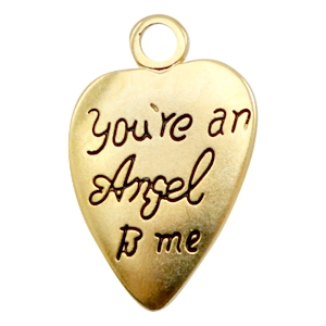 Bedels TQ metaal hart "You're an Angel to me" Goud (nikkelvrij)