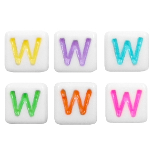 Letterkralen van acryl letter W Multicolour-wit