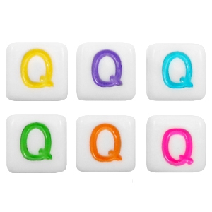 Letterkralen van acryl letter Q Multicolour-wit