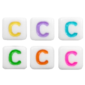 Letterkralen van acryl letter C Multicolour-wit