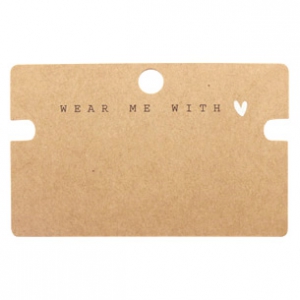 Sieraden kaartjes "Wear Me With &hearts;" Brown