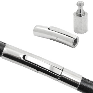 Roestvrij stalen (RVS) Stainless steel onderdelen klikslot &Oslash;4mm Antiek zilver