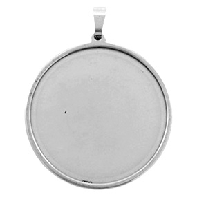 Roestvrij stalen (RVS) Stainless steel onderdelen setting bedel voor cabochon 35mm Antiek zilver