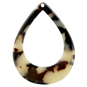 Resin hangers druppel 45x34mm Creme-black