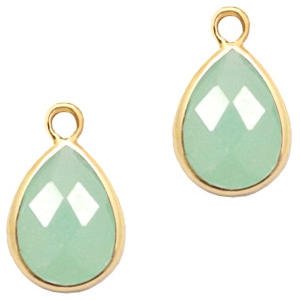 Hangers van crystal glas druppel 11x7mm Green opal-gold
