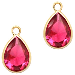 Hangers van crystal glas druppel 11x7mm Indian pink crystal-gold