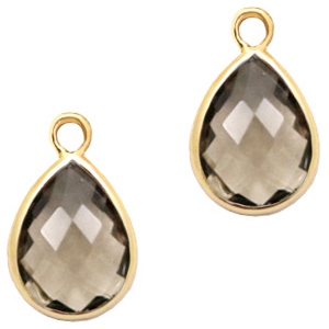 Hangers van crystal glas druppel 11x7mm Greige-gold