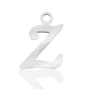 Roestvrij stalen (RVS) Stainless steel bedels initial Z Zilver