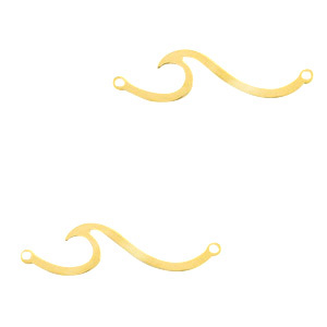 Roestvrij stalen (RVS) Stainless steel bedels tussenstuk wave Goud