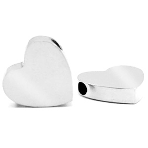 Roestvrij stalen (RVS) Stainless steel kralen hart Zilver