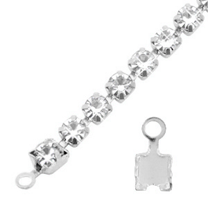 Onderdelen TQ metaal eindkap voor strass chain 3mm Antique silver