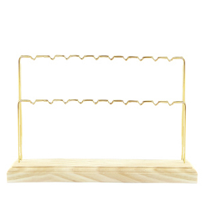 Sieraad display voor oorbellen 2 rijen Natural wood-gold