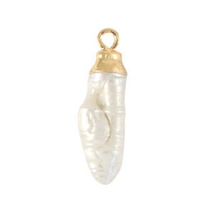 BQ Zoetwaterparels bedel tooth Gold-Natural white