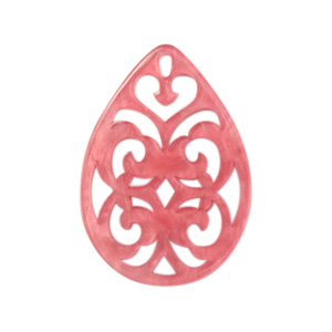 Resin hangers druppel barok 38x27mm Fruit dove pink