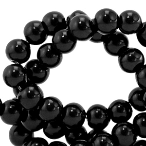 8 mm glaskralen opaque Black