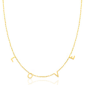 Roestvrij stalen (RVS) Stainless steel kettingen "love" Goud