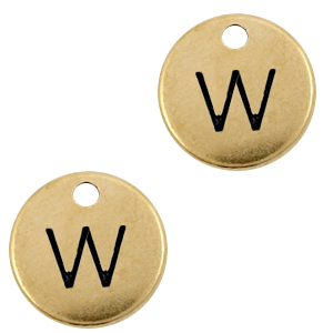 Bedels DQ metaal initial W Antiek brons (nikkelvrij)