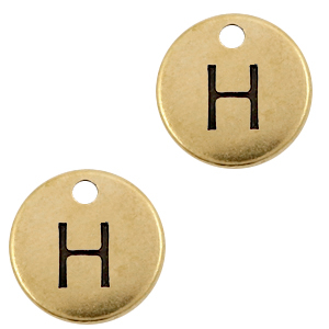 Bedels DQ metaal initial H Antiek brons (nikkelvrij)