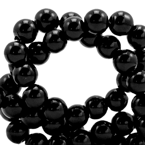 8 mm glaskralen opaque Black