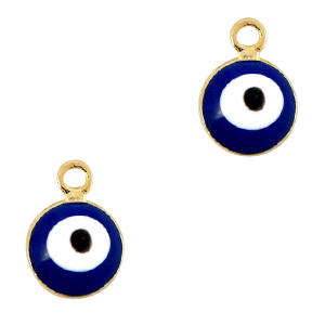 Basic Quality metalen bedels 6mm boze oog Goud-blauw